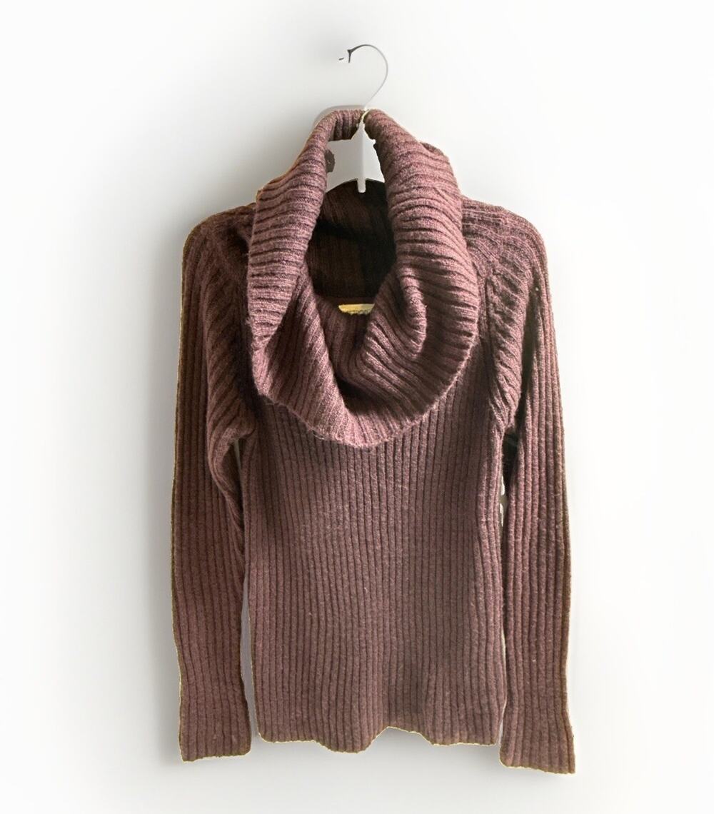 Retrod Sweater Womens Small Plum Purple Cowl Neck Flared Sleeves Knit